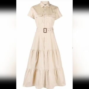 Polo Ralph Lauren Button-down Cotton Poplin Tiered Midi Dress